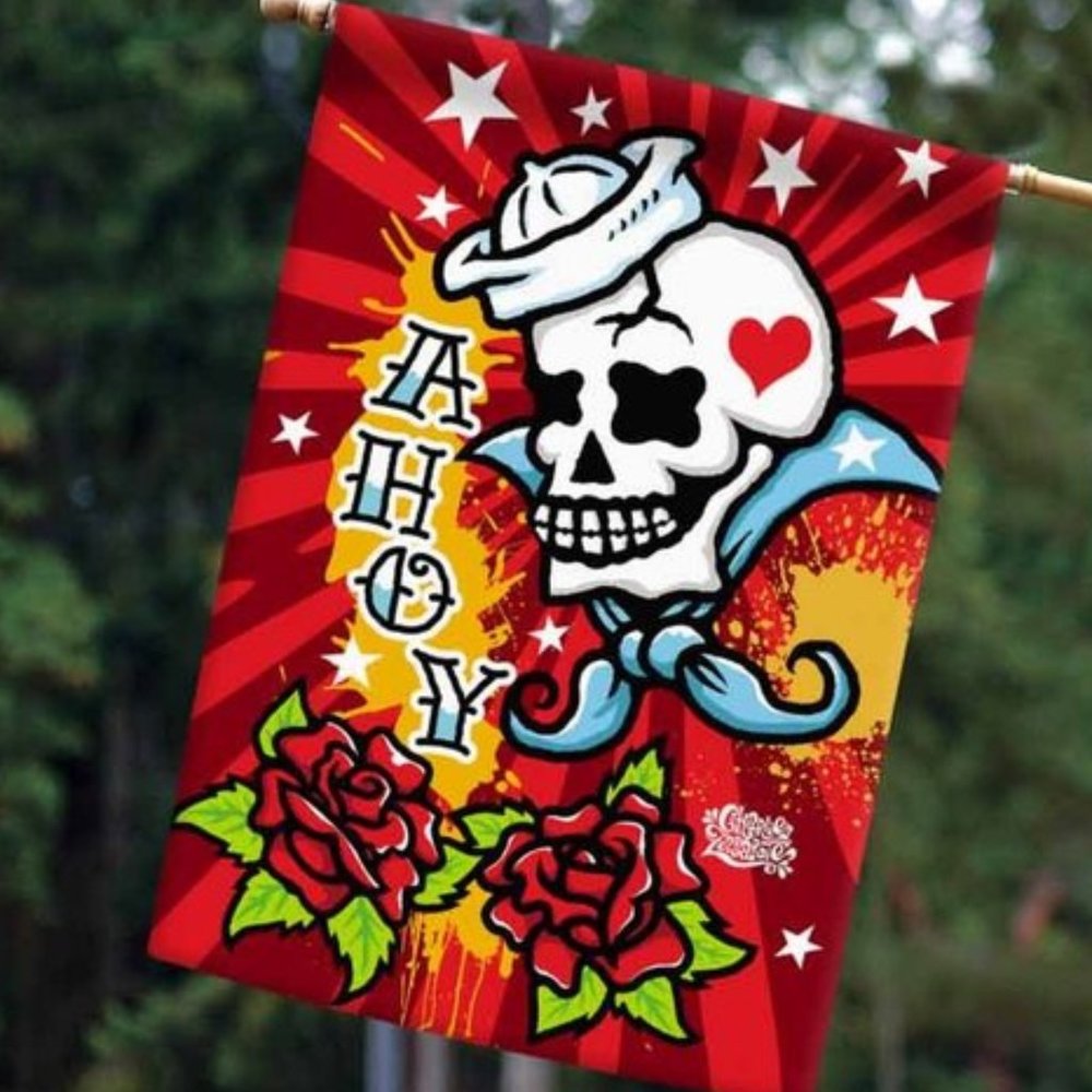 Toland Home House Flag Sailor Skull 28 X 40